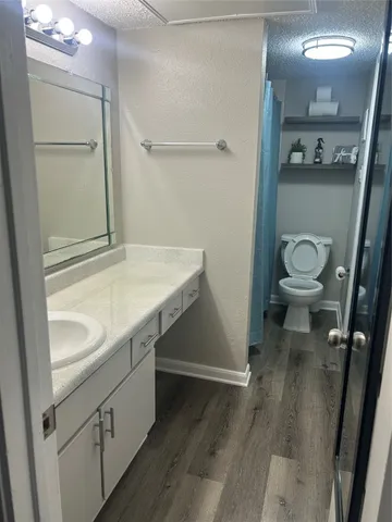 a bathroom with a sink a toilet and a shower