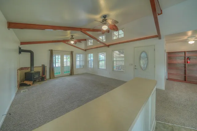 a view of a hallway with front door