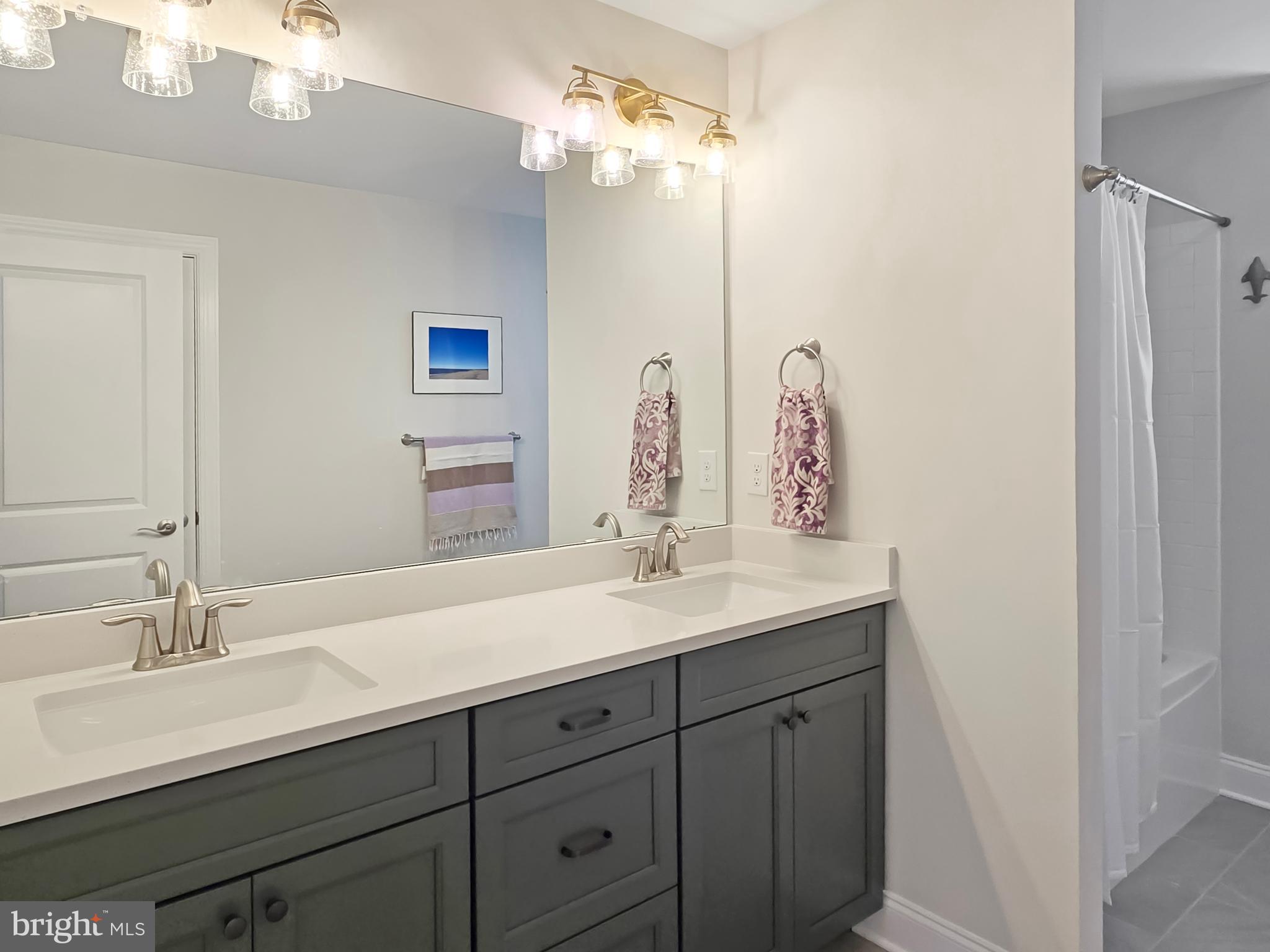 33768 Catching Cove Lewes, DE 19958 - Photo 37 of 69 a bathroom with a double vanity sink and a mirror