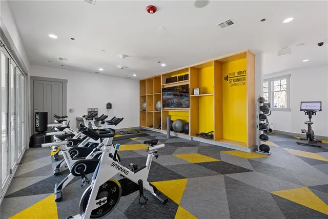 a view of a room with gym equipment
