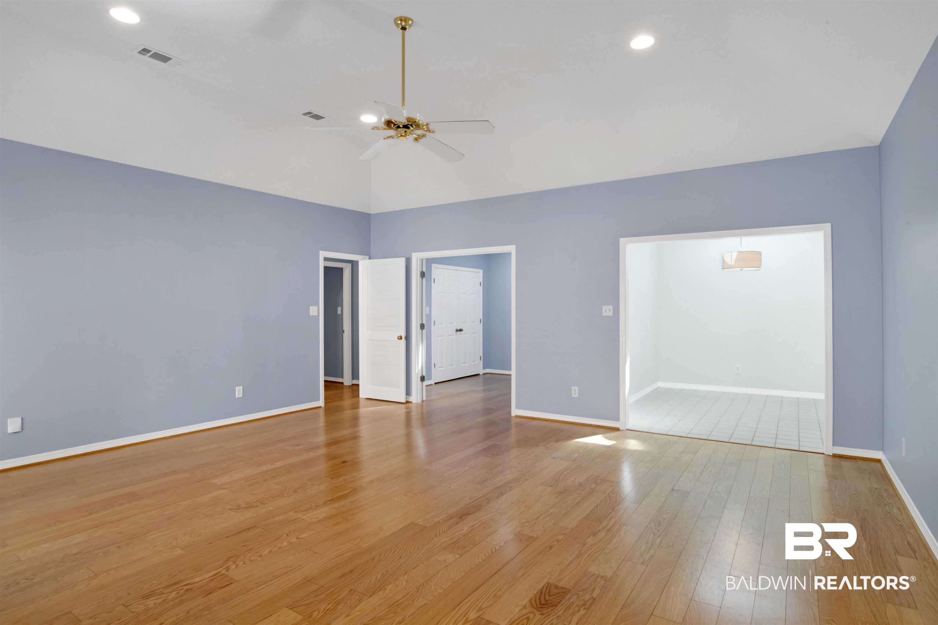 125 Woodruff Court Mobile, AL 36608 - Photo 5 of 27 Living room featuring ceiling fan and light wood-type flooring