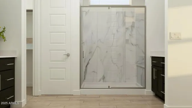 a view of wooden door