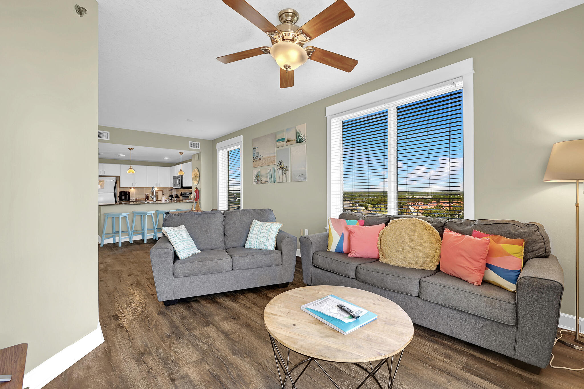 11800 Front Beach Road, Unit 2408 Panama City Beach, FL 32407 - Photo 4 of 42 a living room with furniture and a large window