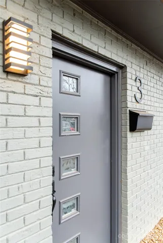 a view of cabinets and window