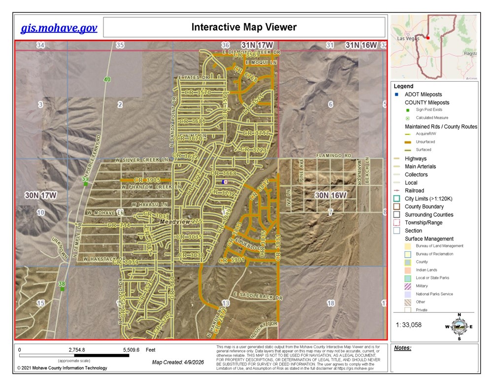680 Basin Road Meadview, AZ 86444 - Photo 2 of 5 Interactive Map Viewer. Displaying geographic data and infrastructure details for the property