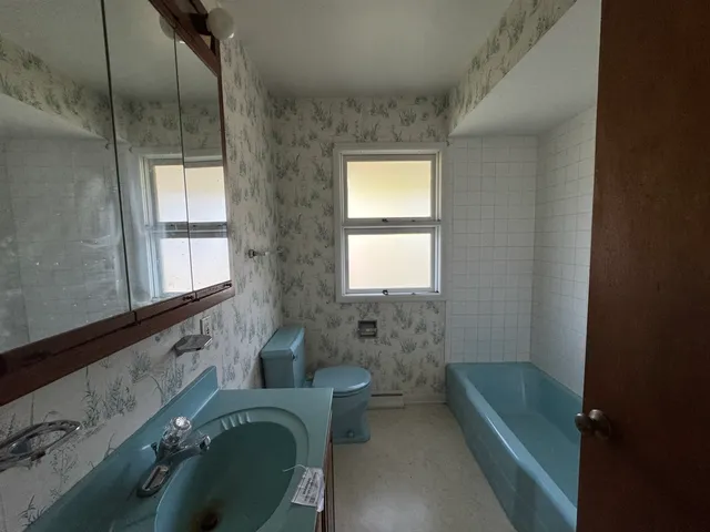 a bathroom with a sink a toilet and a bathtub