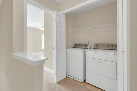 a view of a pathway with a park