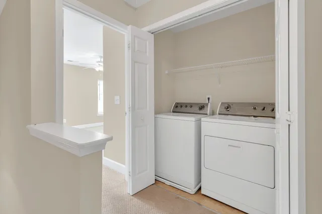 a view of a pathway with a park