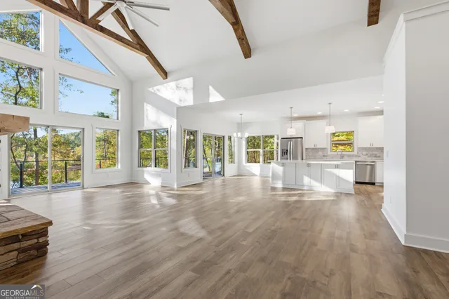 a view of river and deck