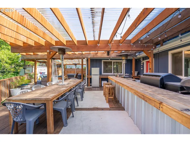 a view of a patio with furniture and a patio