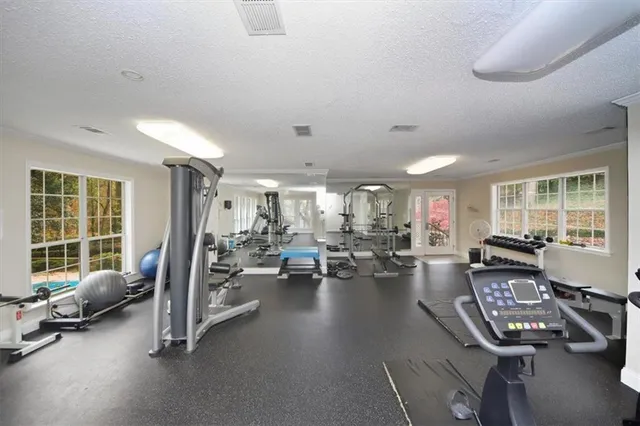 a room with gym equipment