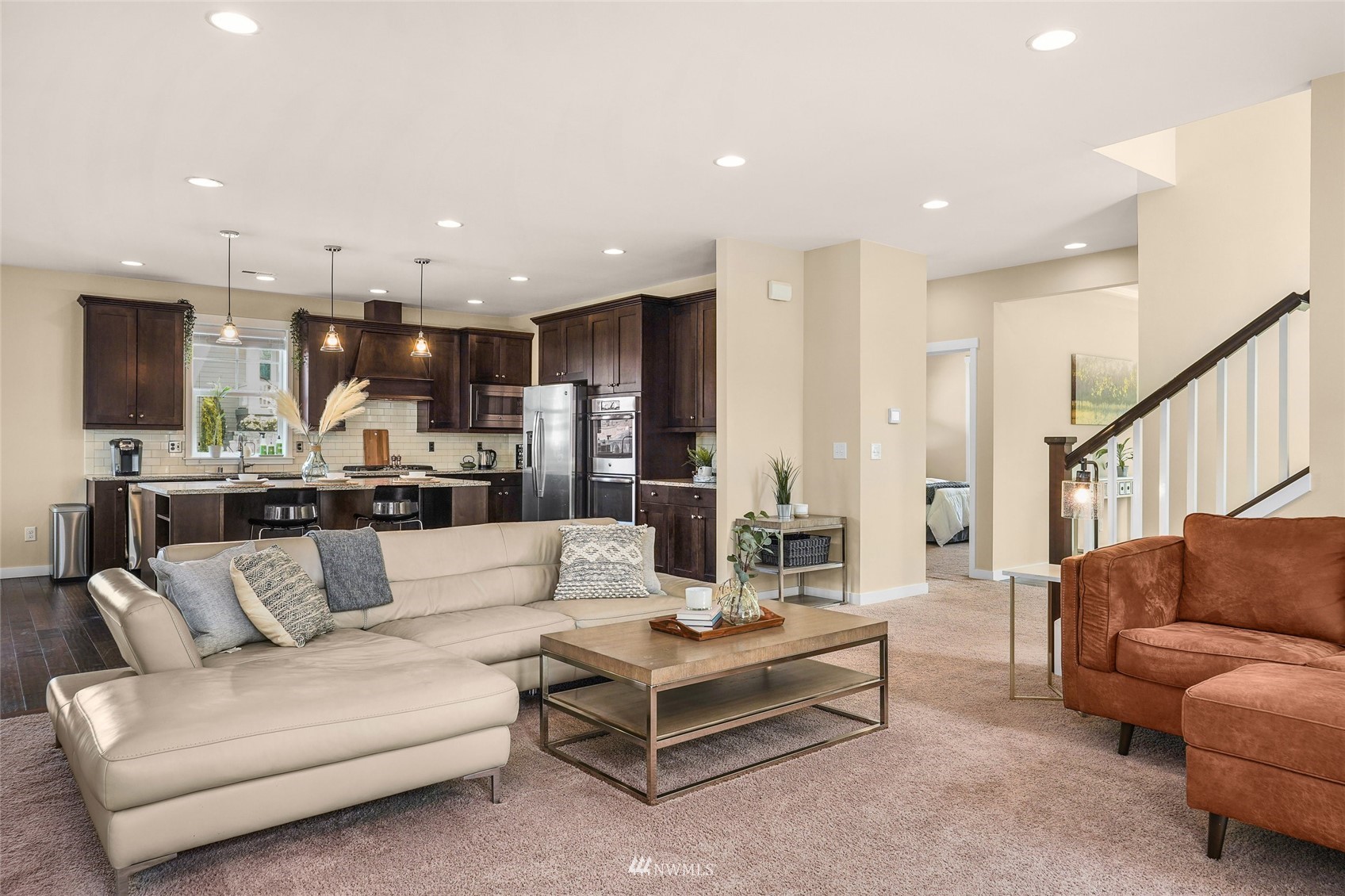 532 Ludwig Road Snohomish, WA 98290 - Photo 11 of 40 a living room with furniture kitchen view and a chandelier