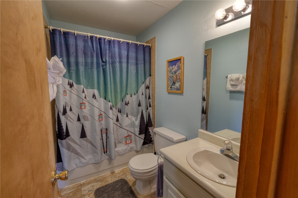 94300 Ryan Gulch Road, Unit 94302 Silverthorne, CO 80498 - Photo 19 of 33 a bathroom with a sink toilet and shower