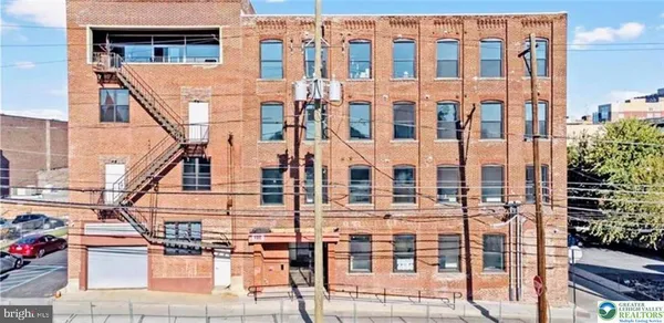 a front view of a building with glass door