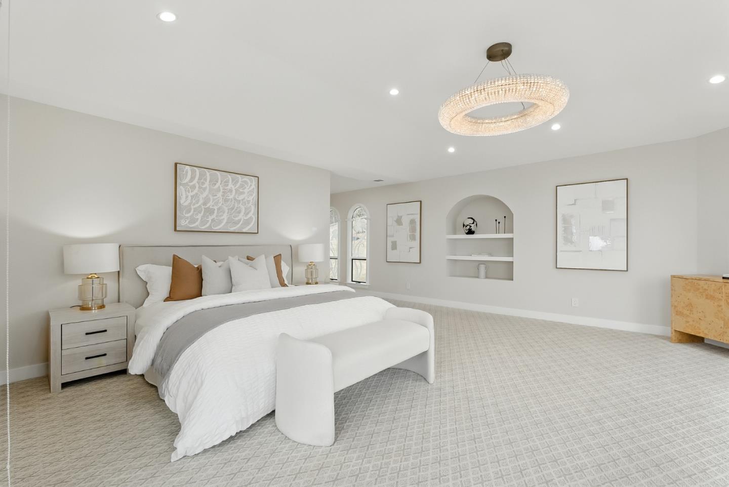 1 Lewis Ranch Road San Carlos, CA 94070 - Photo 50 of 111 a spacious bedroom with a bed and a painting on the wall