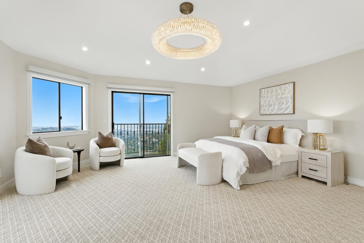 1 Lewis Ranch Road San Carlos, CA 94070 - Photo 51 of 111 a spacious bedroom with a bed and a couch