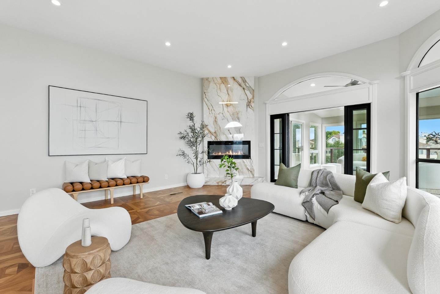 1 Lewis Ranch Road San Carlos, CA 94070 - Photo 87 of 111 a living room with furniture and a large mirror