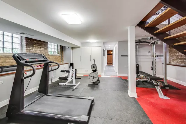 a view of a room with gym equipment