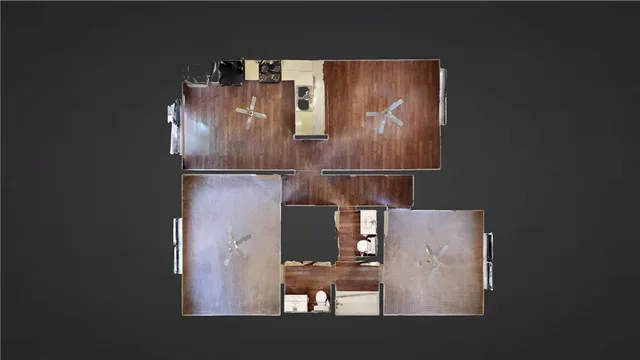 a room with cabinets and outdoor space