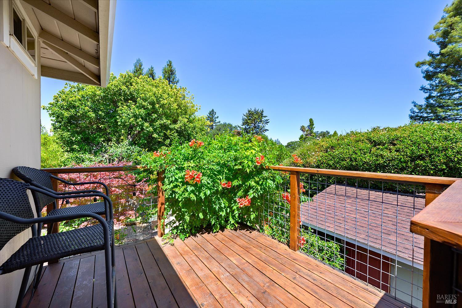 7350 Fircrest Avenue Sebastopol, CA 95472 - Photo 19 of 33 Upper-level deck with northwesterly views and stairs going down to hot tub ,