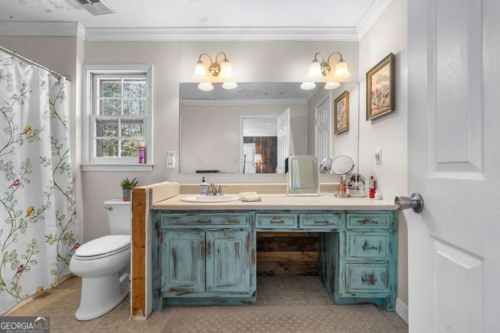 2164 Yukon Road Ellijay, GA 30536 - Photo 35 of 43 a view of bathroom with a toilet sink and mirror