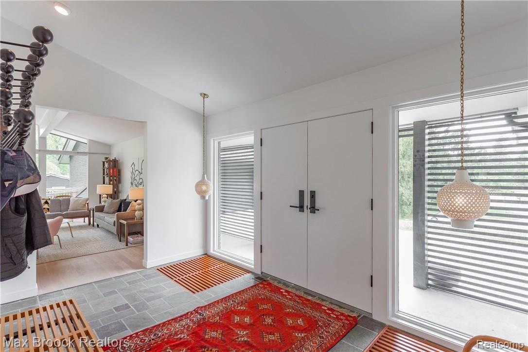 Gorgeous front entry open to living room