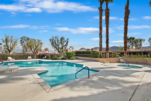 a view of a terrace with city view