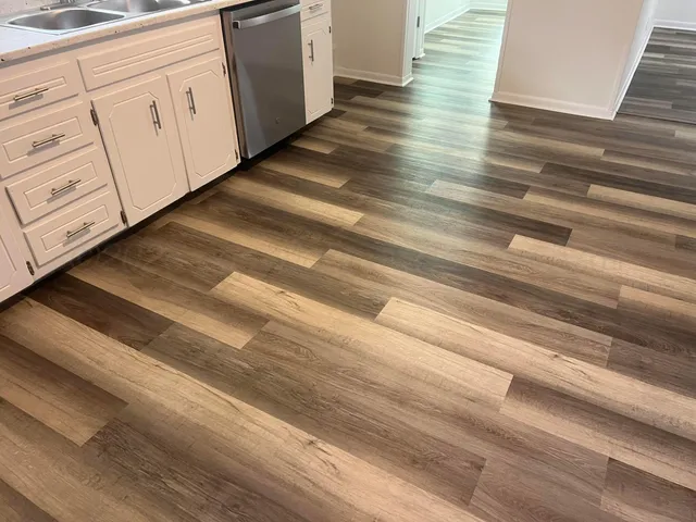 a view of small space with wooden floor