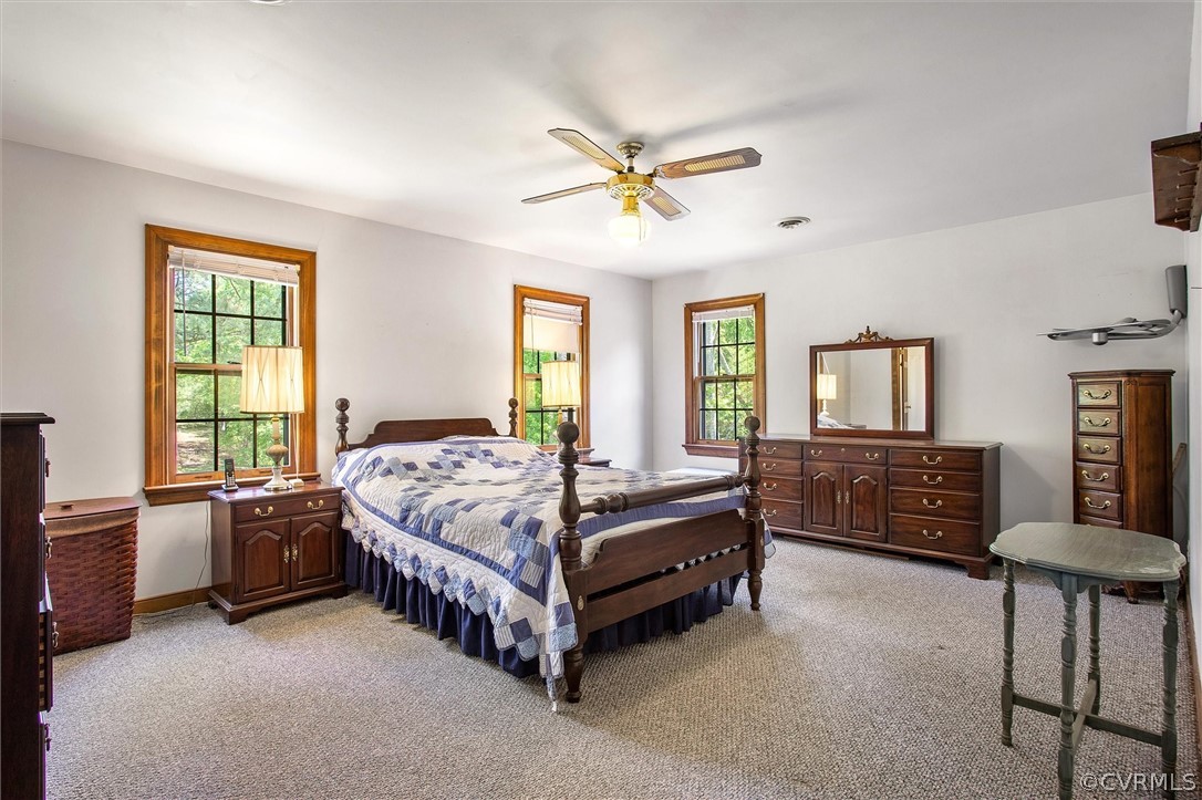 22601 Skinquarter Road Moseley, VA 23120 - Photo 24 of 50 a bedroom with a bed and a chandelier