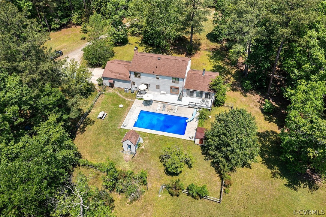 22601 Skinquarter Road Moseley, VA 23120 - Photo 45 of 50 an aerial view of house with yard swimming pool and outdoor seating