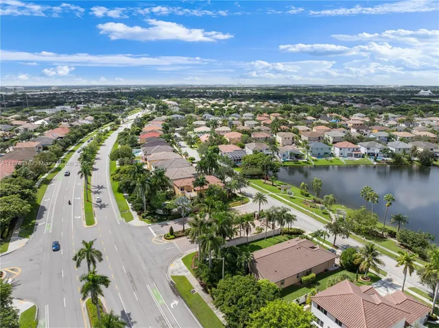 an aerial view of a house