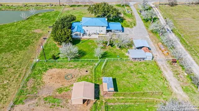 a view of a garden with a flower garden