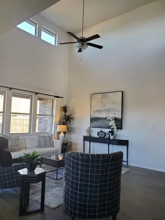 a living room with furniture