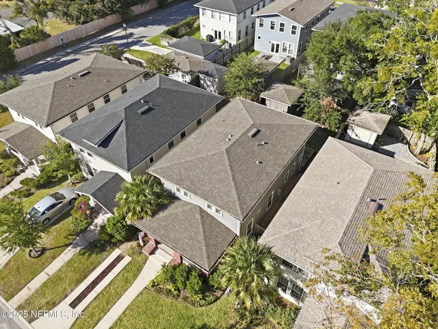an aerial view of a house