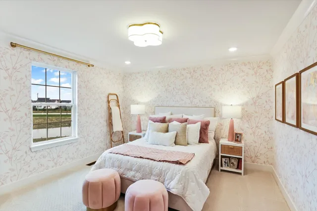 a bedroom with bed and a window