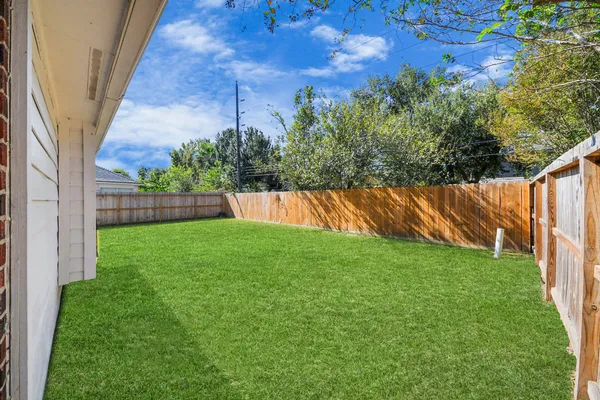 a view of yard with grass and plants