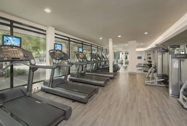 a view of a room with gym equipment