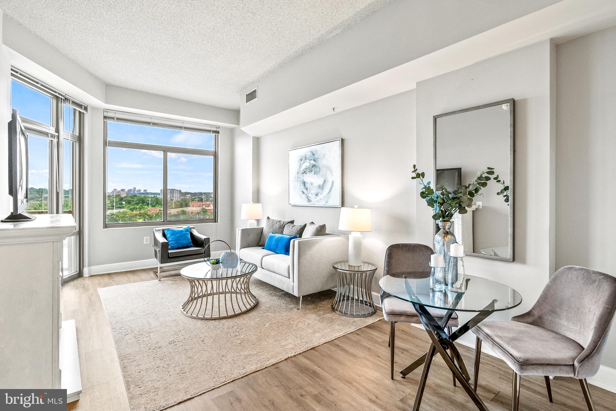 3600 South Glebe Road, Unit 605W Arlington, VA 22202 - Photo 2 of 36 a living room with furniture and a large window