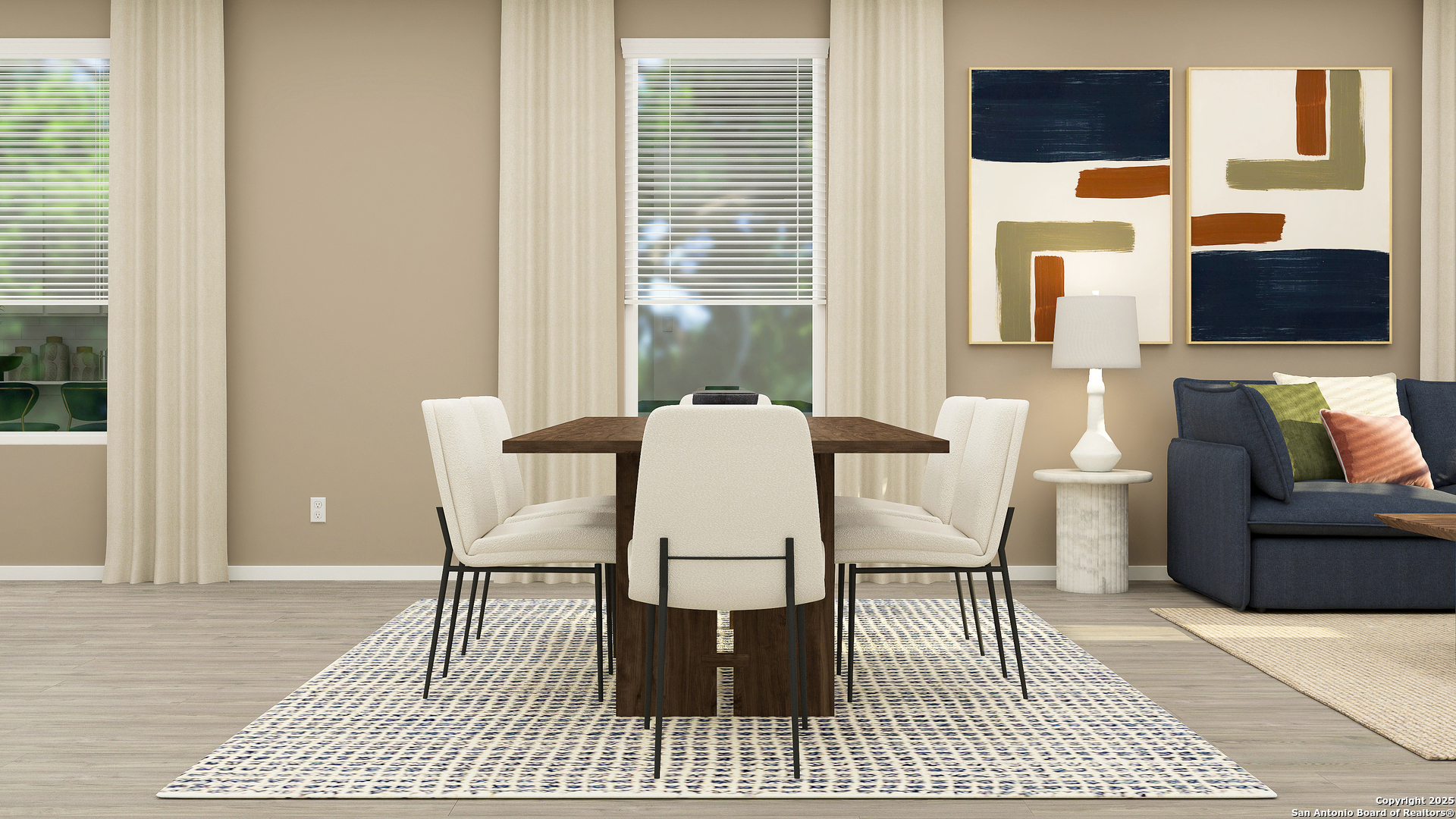 245 Inyo Street New Braunfels, TX 78130 - Photo 8 of 28 a view of a dining room with furniture and wooden floor