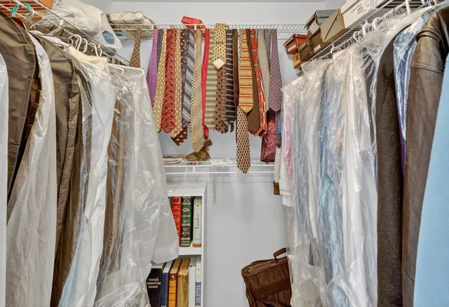 a close view of walk in closet