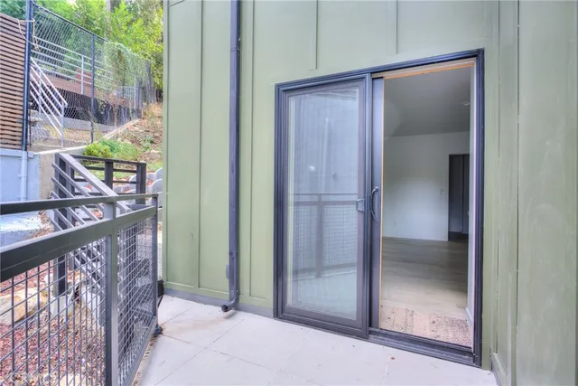 a view of a glass door