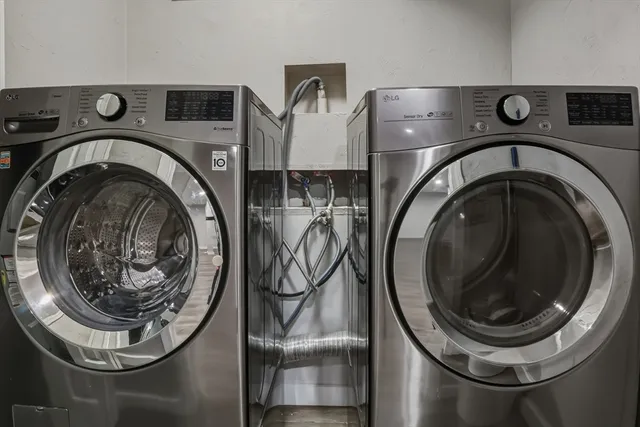 a close up view of washer and dryer