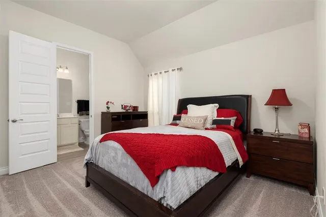 a bedroom with a bed and a closet