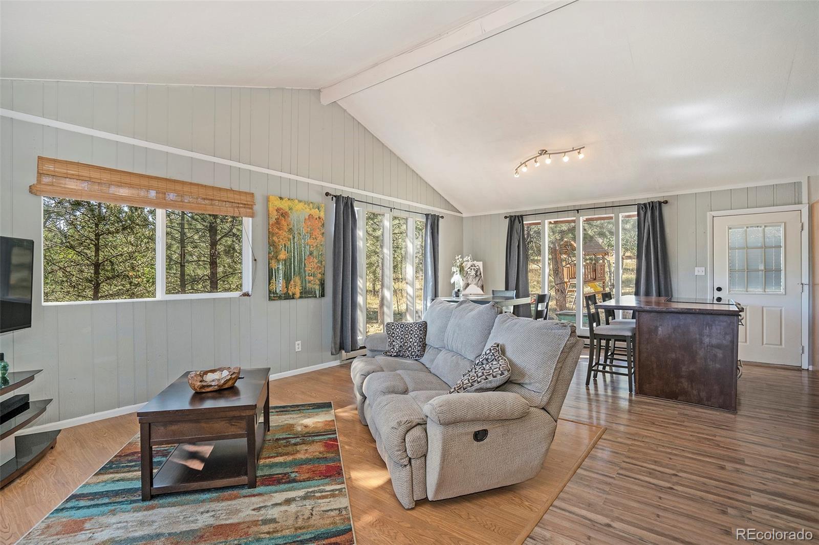 249 Burland Drive Bailey, CO 80421 - Photo 6 of 24 a living room with furniture and wooden floor