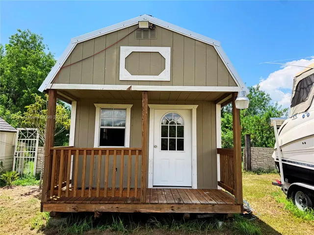 an outdoor space with garden view