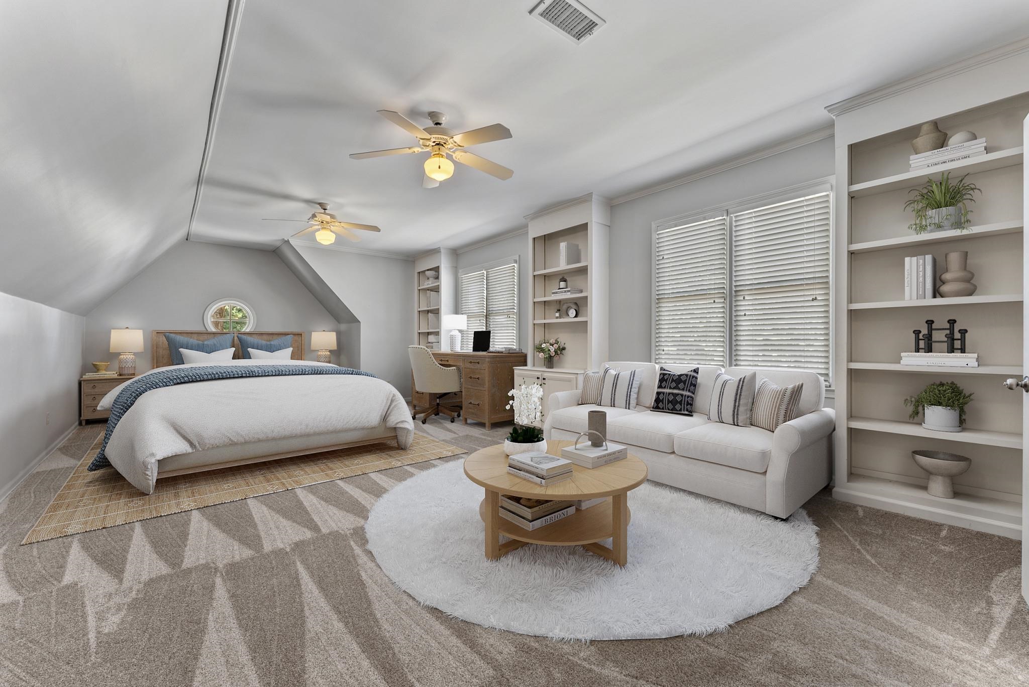 2161 Gallina Circle Collierville, TN 38017 - Photo 21 of 25 a spacious bedroom with a bed a couch and a bookshelf
