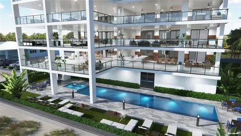 a picture of a city view from a pool