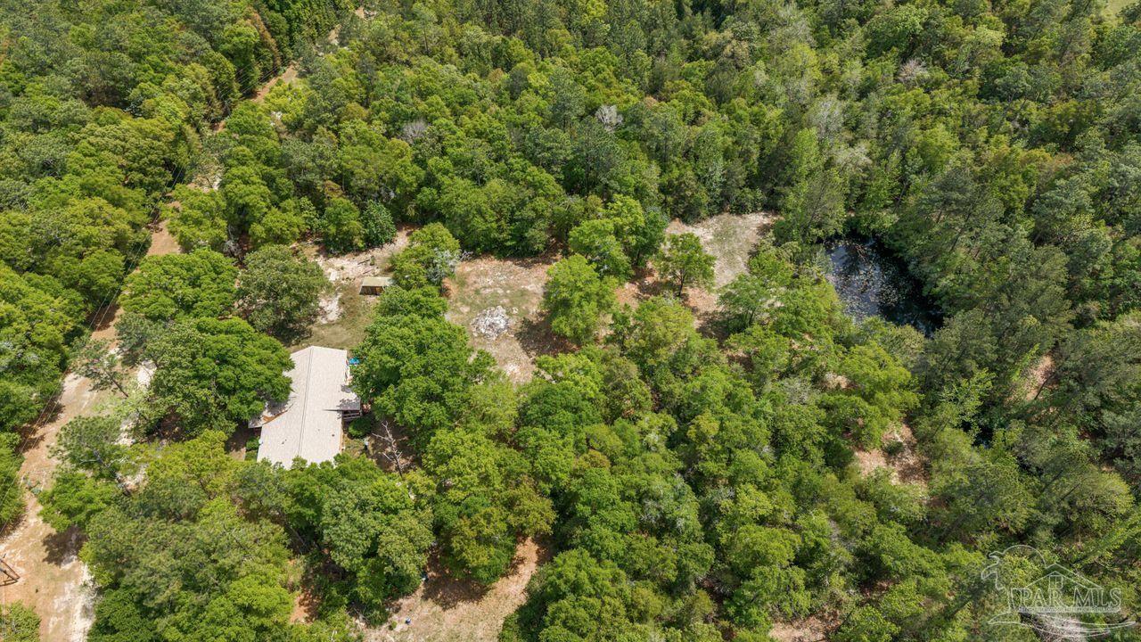 111 Cotton Creek Road McDavid, FL 32568 - Photo 32 of 37 an aerial view of residential house with outdoor space and trees all around