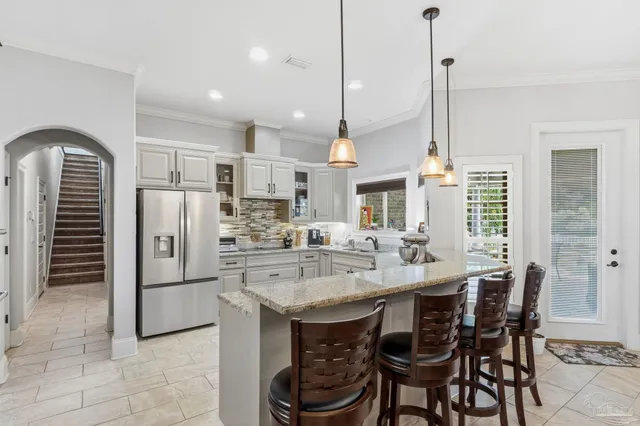 a view of a hallway with windows