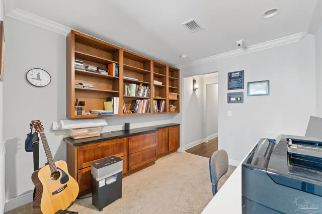 an aerial view of a house